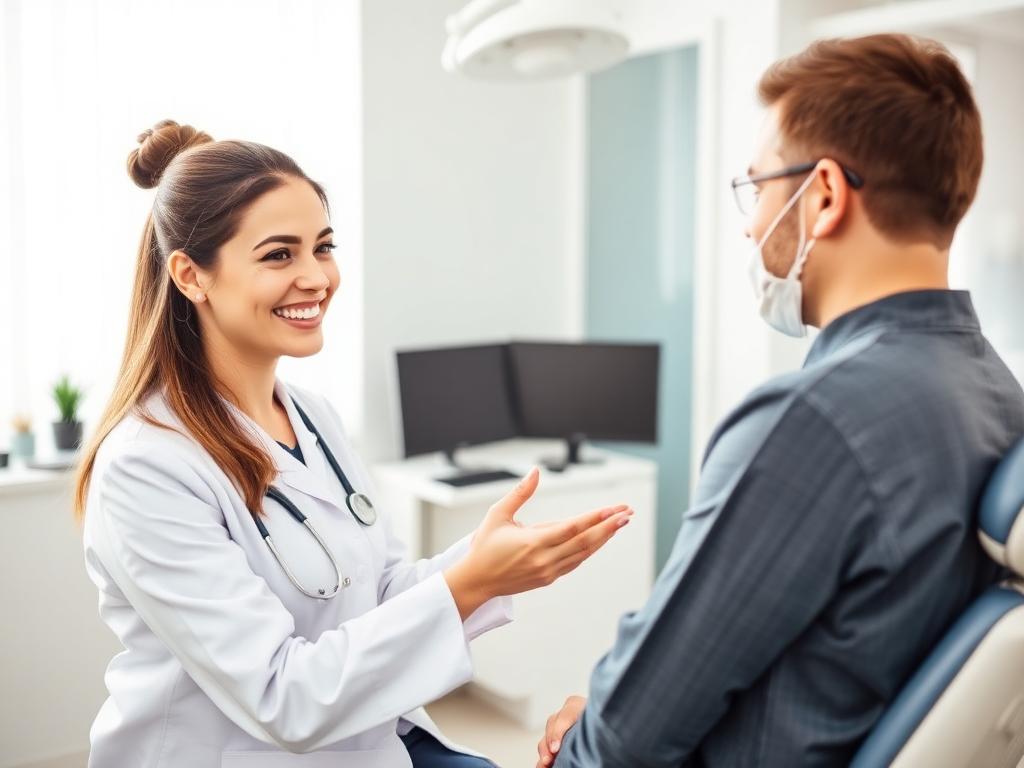 Dentista atendiendo a un nuevo paciente